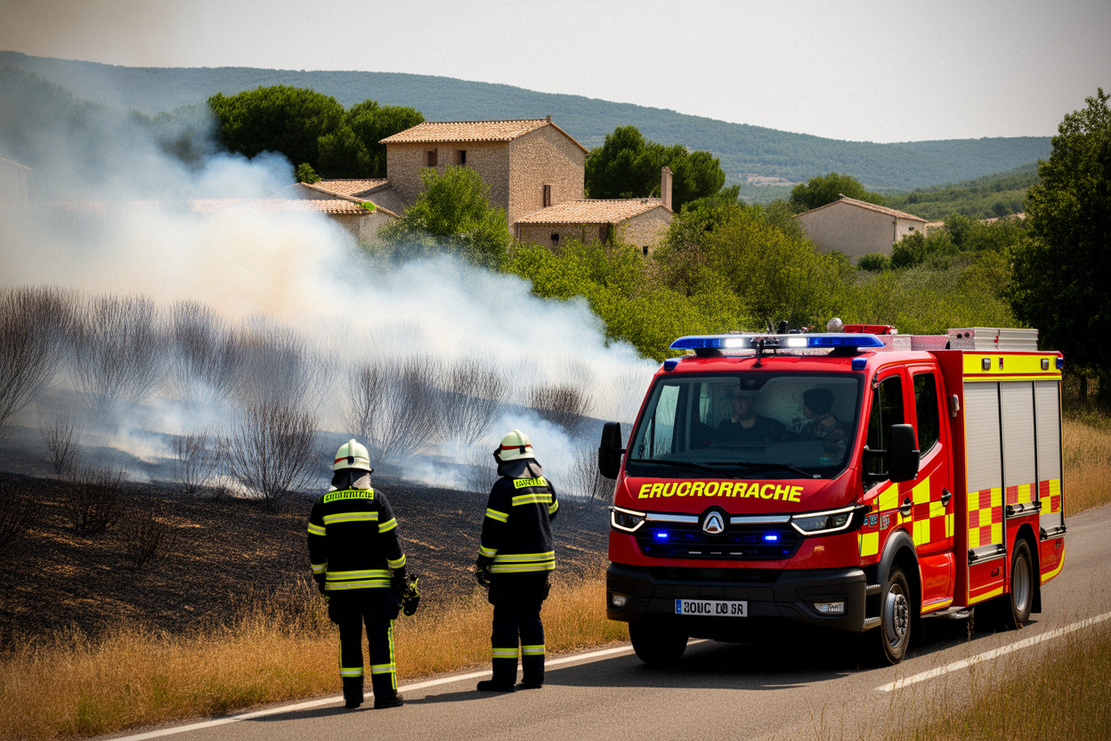 Feu de broussailles à Joannas : un demi-hectare déjà parcouru par les flammes