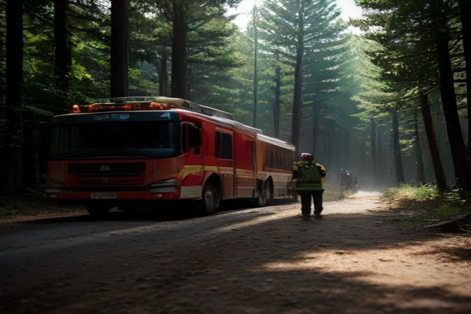 Pompiers de Gironde préparant un camion face au risque de feu