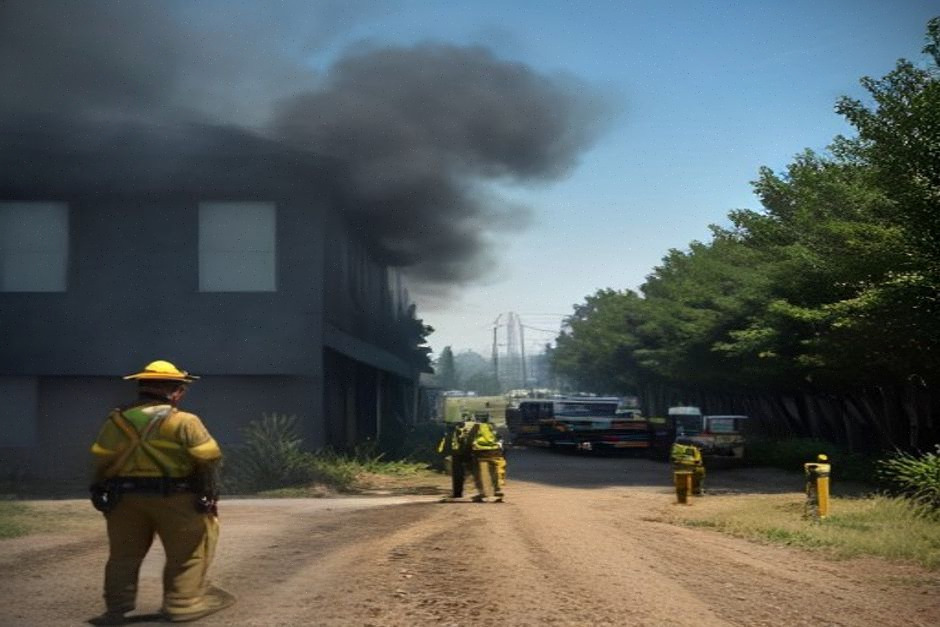 Surveillance des pompiers après l'incendie maîtrisé à Couchey