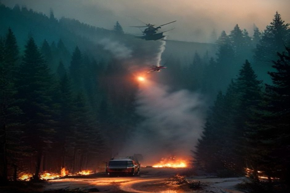 Largage massif de 11 000 litres d’eau sur un incendie