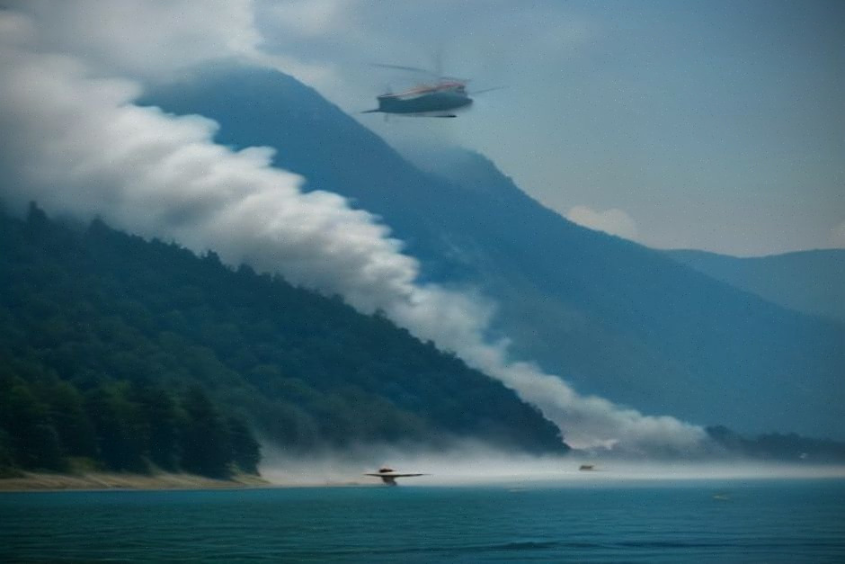 Canadair et hélicoptère engagés contre un feu de forêt